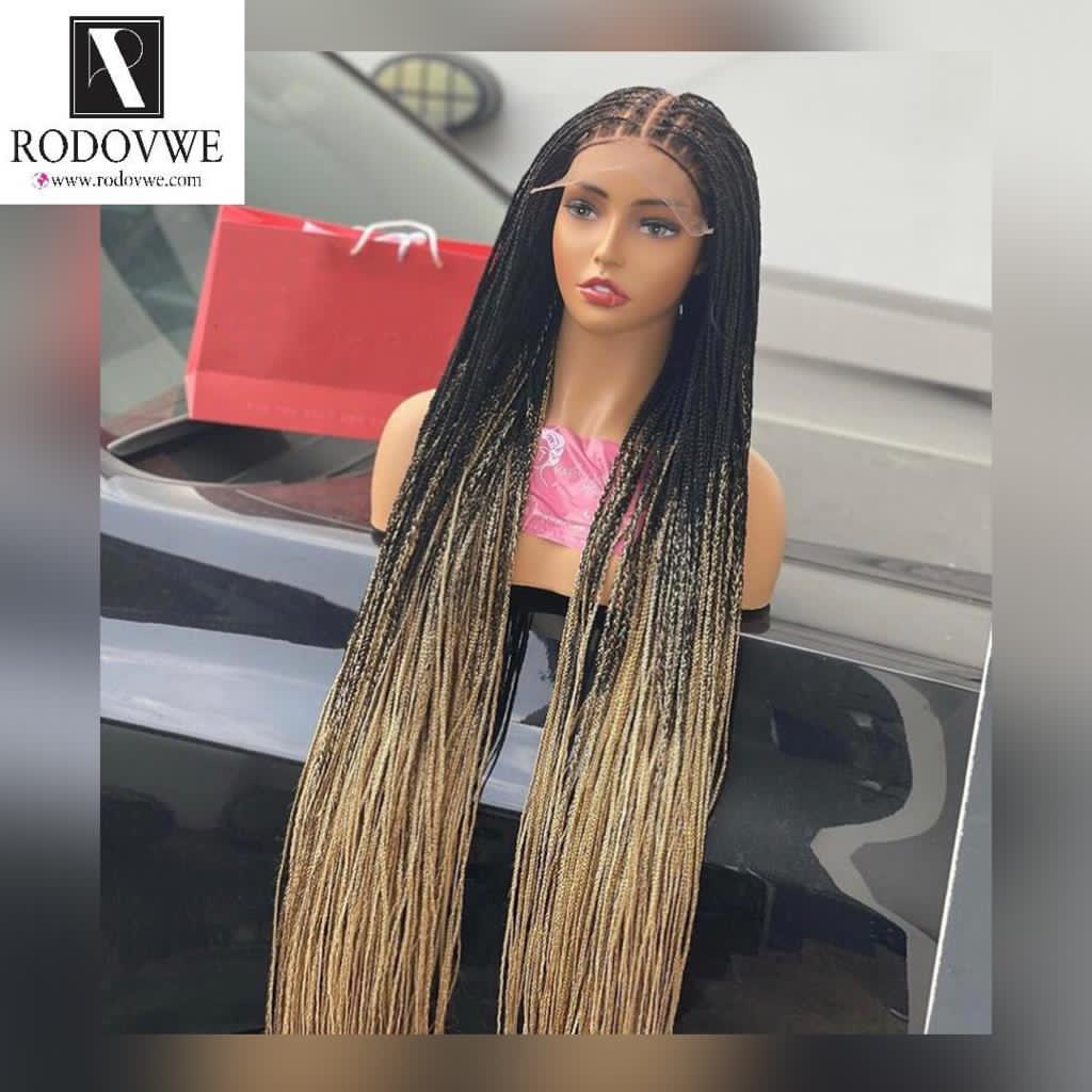 Our signature Koko triangular box braid with HD lace